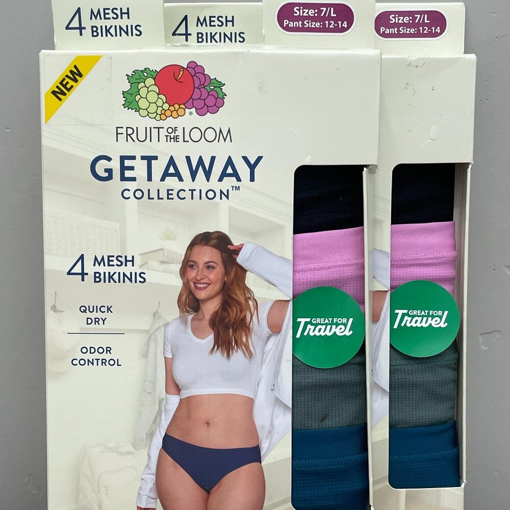 Fruit of the Loom ~ 8-Pair Women's Mesh Bikinis Underwear Panties Getaway ~ L/7